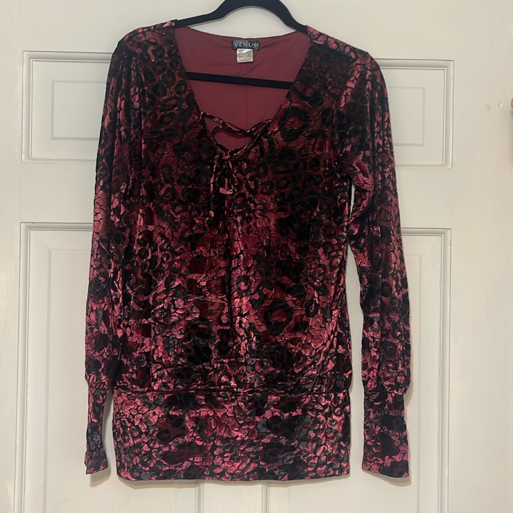 Venus Lace Up Velvet Top